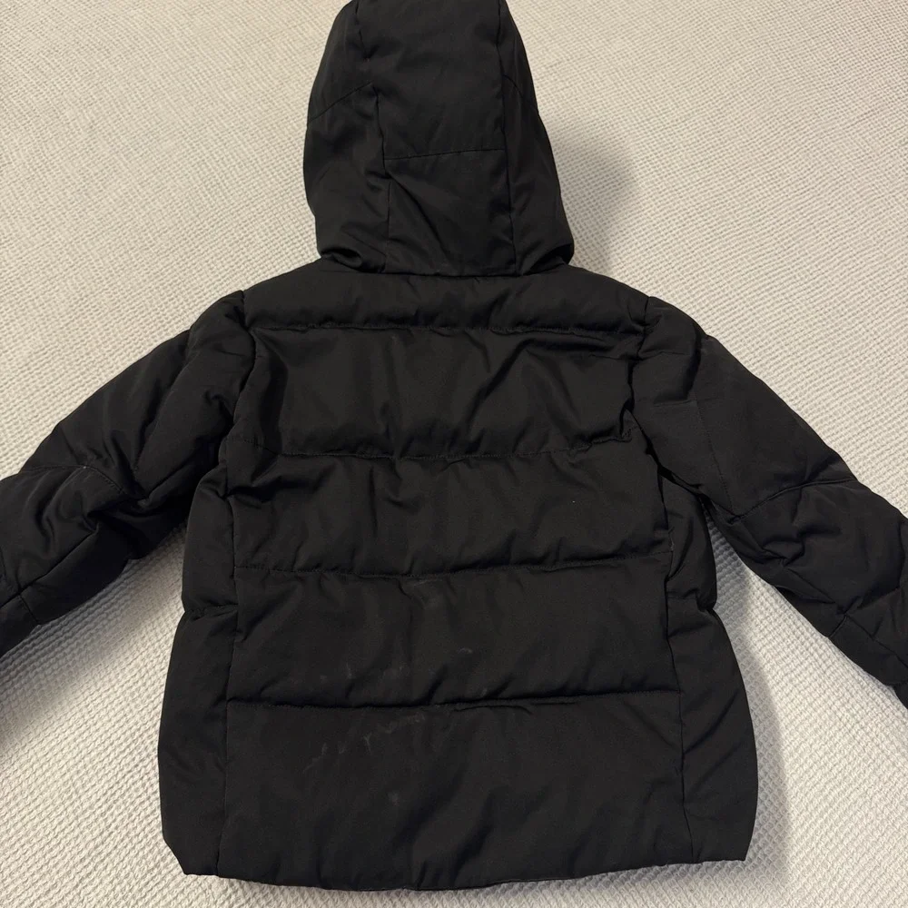 Polo Ralph Lauren Boys Black Down Puffer Jacket Red Lining Hooded Coat Size 5